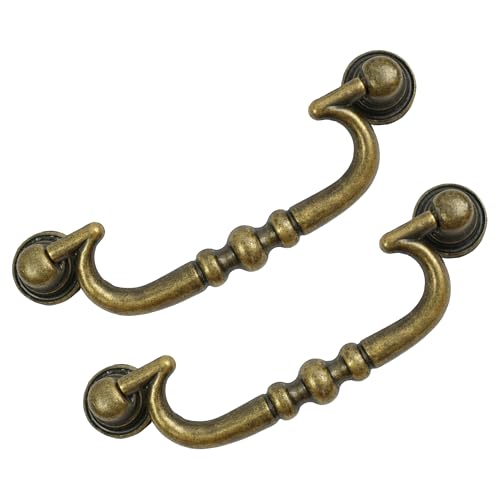 HOUSEHOOK Schubladengriffe im Vintage-Stil, antikes Messing, Schrankgriffe mit 9,5 cm Lochmitte, klassische Kommodengriffe für Möbelrestaurierung, 6 Stück von HOUSEHOOK