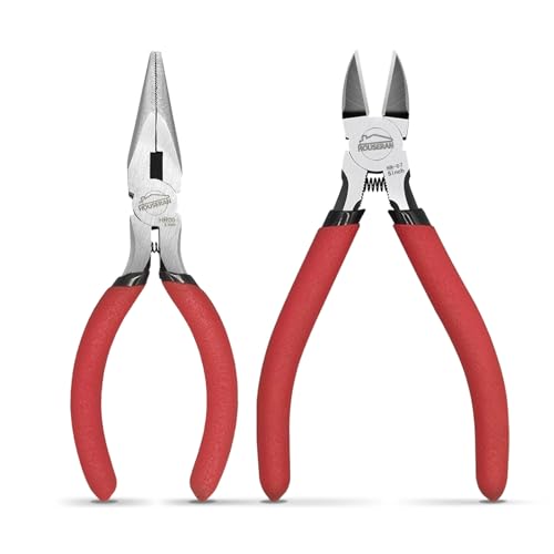 HOUSERAN 2-teiliger Zangen-Set, 13 cm Spitzzange & Seitenschneider, Federkraft-Mini-Zangen und Flush Cutter für Basteln, Biegen, Schneiden von Draht, Kabelbinder, Elektronik, Rot HOUSERAN 2-teiliger Zangen-Set, 13 cm Spitzzange & Seitenschneider, Federkraft-Mini-Zangen und Flush Cutter für Basteln, Biegen, Schneiden von Draht, Kabelbinder, Elektronik, Rot von HOUSERAN