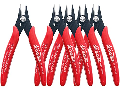 HOUSERAN Kleiner Seitenschneider, 5 Stück, 127mm, 170 Drahtschneider, Mini Durable Seitenschneider, Elektronik Drahtschneider, Seitenschneider für Modellbau, Rot HOUSERAN Kleiner Seitenschneider, 5 Stück, 127mm, 170 Drahtschneider, Mini Durable Seitenschneider, Elektronik Drahtschneider, Seitenschneider für Modellbau, Rot von HOUSERAN