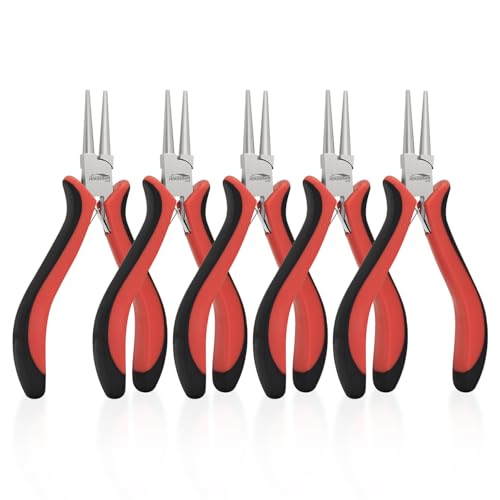 HOUSERAN Mini-Rundzange 12cm - 5er Set Mini-Federrundzange für Schmuckherstellung Federmechanismus Rutschfeste Griffe Ideal für Drahtbiegen, Loops Feinarbeiten HOUSERAN Mini-Rundzange 12cm - 5er Set Mini-Federrundzange für Schmuckherstellung Federmechanismus Rutschfeste Griffe Ideal für Drahtbiegen, Loops Feinarbeiten von HOUSERAN