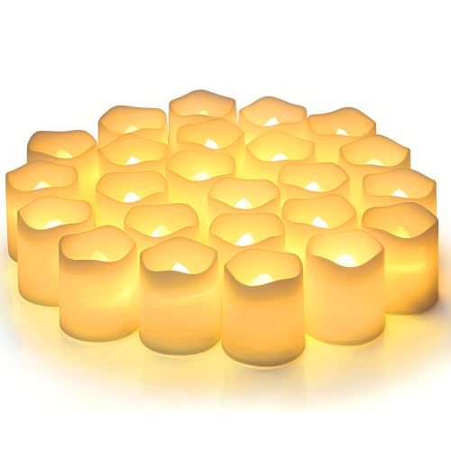 24 StüCk Led Kerzen Outdoor,Led Teelichter Mit Batterie,Flackernde Flammenlose Kerzen FüR Perfekte Stimmung,Realistisch Flackernd FüR Festliche Deko,Garten Halloween Weihnachten Hochzeits Deko von HOUSN