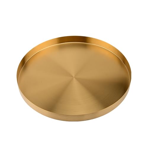 HOUSN 1 Stück Edelstahl Pflanzschale (30 cm x 3 cm), runde Blumentopf-Tablett, goldene Blumentopf-Tablett, große Metall Pflanztopf-Untersetzer,Gold von HOUSN