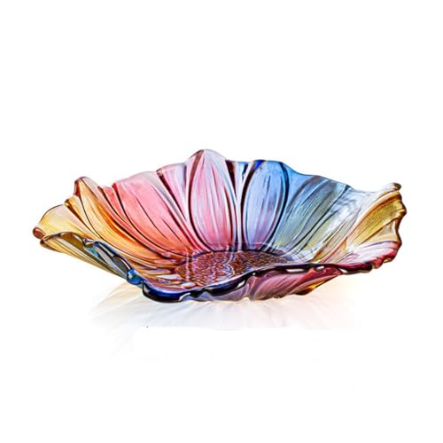 HOUSN Glas Rund Bunt Obstschale Obstteller Modern Obstkorb Brotkorb Dekoschale Aufbewahrung für Brot Obst Gemüse in Küche Wohnzimmer Esstisch Durchmesser 27cm,1 von HOUSN