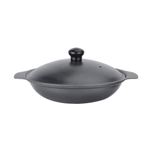 HOUSN Gusseisen-Wok mit Deckel, Antihaft-Pfanne, universell für mehrere Herde, geeignet für einzelne oder mehrere Personen, Kleiner Mini-Wok,Schwarz,16cm von HOUSN