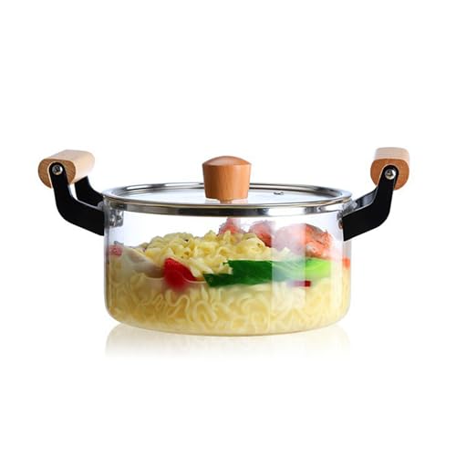 HOUSN Klarglas-Kochtopf, Multifunktions-Glaskochgeschirr mit Deckel und Griff, hitzebeständig, Glastopf, Suppentopf for Nudeln, Nudeln, Suppe, Milch (Size : 3L),Clear,2.5L von HOUSN