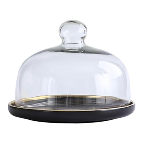 HOUSN Kuchenhaube Keramik Kuchenplatte Glas, Kuchenglocke Ständer Tortenständer Glashaube Lebensmittel Abdeckung Für Hochzeit Geburtstag Party,Schwarz,20cm HOUSN Kuchenhaube Keramik Kuchenplatte Glas, Kuchenglocke Ständer Tortenständer Glashaube Lebensmittel Abdeckung Für Hochzeit Geburtstag Party,Schwarz,20cm von HOUSN