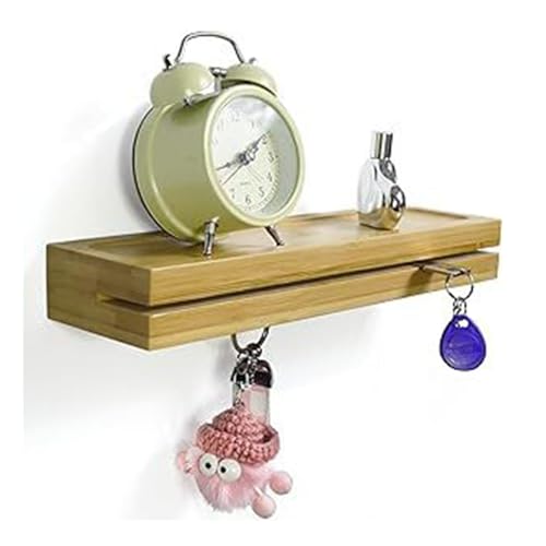 HOUSN Schlüsselbrett mit Ablage und 4 Magnet, Flur Schlüsselbrett Holz, Büro Schlüsselkasten Modern, Schlüsselbrett Magnetisch, Schlüssel Aufbewahrung, Schlüsselhalter Wand,Braun von HOUSN