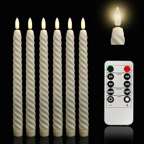 Led Kerzen Mit Fernbedienung,Led Kerzen Flackernde Flamme,Le d Stabkerzen,Batteriebetrieben,6 StüCk (2 X 25cm),FüR Weihnachtsdeko, Zimmer Deko, Hochzeit Und Party von HOUSN