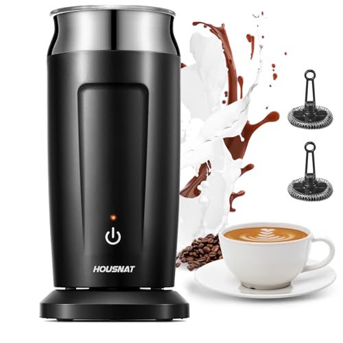 HOUSNAT Milchaufschäumer Elektrisch, 4-in-1 Milchschäumer für Heißer und Kalter Milchschaum, 500W, 240ML, Erhitzen und Aufschäumen für Kaffee Latte Cappuccino Heiße Schokolade, Antihaftbeschichtung von HOUSNAT