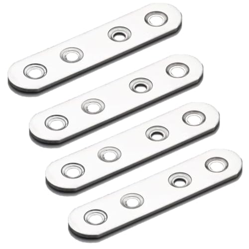 HOUSON 4pcs Edelstahl Lochplatte Flachverbinde, Edelstahl Halterung Metallverbinder Verbinder Metall Brackets mit M4 Schrauben 85 x 20 mm von HOUSON