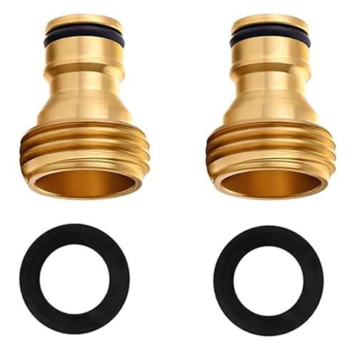 HOUSTA 2 Stück Universal Wasserhahnanschluss für Mischbatterie, Schlauchadapter Wasserhahn Adapter, Gartenschlauch Wasserhahn Adapters Anschluss, Außengewinde, 3/4" to 1/2", Messing von HOUSTA