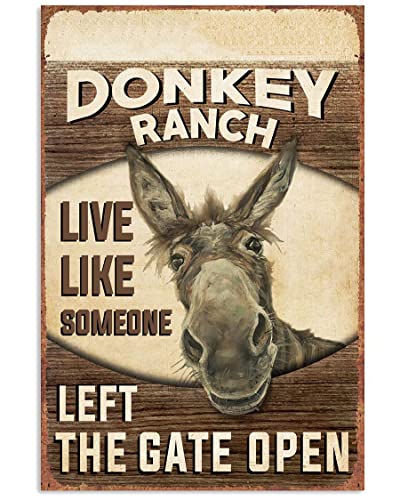 HOUVSSEN Metal Signs Funny Donkey Ranch Gate Open Vertical Poster 15,2 x 20,3 cm von HOUVSSEN