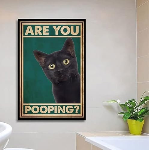 HOUVSSEN Poster mit Katzenliebe, "Are You Pooping"-Poster, Katze, Toilette, Serviette, Wandkunst, Katzenliebhaber-Geschenk, lustige Katze, Badezimmer-Wandkunst, 20,3 x 30,5 cm von HOUVSSEN