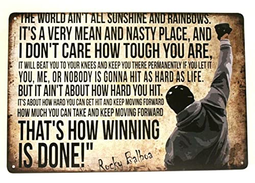 Rocky Balboa Zitat Blechschild Inspirierendes Poster That's How Winning Is Done, lustige Metall-Blechschilder für Badezimmer, Garage, Höhle, Bar, Schilder, Wanddekoration, 15,2 x 20,3 cm von HOUVSSEN