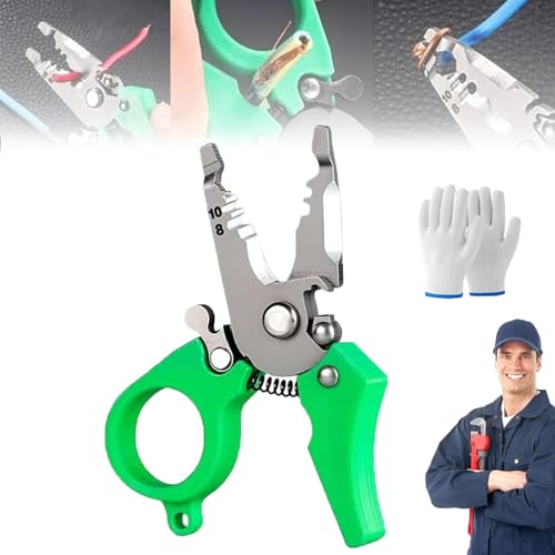 Mini-Multifunktions-Abisolierzange, tragbares 12-in-1-Multifunktionswerkzeug für Elektriker, verstellbares Verdrahtungswerkzeug und Multifunktions-Handwerkzeug (1 Stück) von HOUXIANDOU