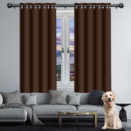 HOUXINZ Verdunklungsvorhänge 210 x 115 cm Schöner, Weicher, Schalldämmung, Blickdicht Verdunklungsvorhänge/Verdunkelung Curtains mit Ösen, Waschbar für Schlafzimmer Kinderzimmer, braun von HOUXINZ