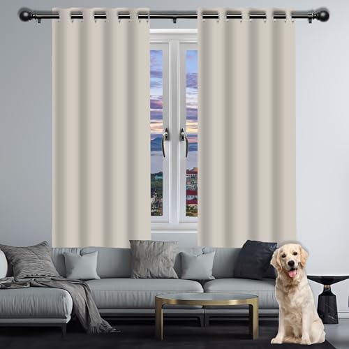 HOUXINZ Verdunklungsvorhänge 224 x 130 cm Schöner, Weicher, Schalldämmung, Blickdicht Verdunklungsvorhänge/Verdunkelung Curtains mit Ösen, Waschbar für Schlafzimmer Kinderzimmer, Beige von HOUXINZ