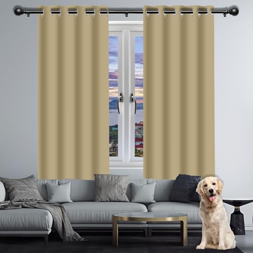 HOUXINZ Verdunklungsvorhänge 232 x 180 cm Schöner, Weicher, Schalldämmung, Blickdicht Verdunklungsvorhänge/Verdunkelung Curtains mit Ösen, Waschbar für Schlafzimmer Kinderzimmer, Creme Farben von HOUXINZ