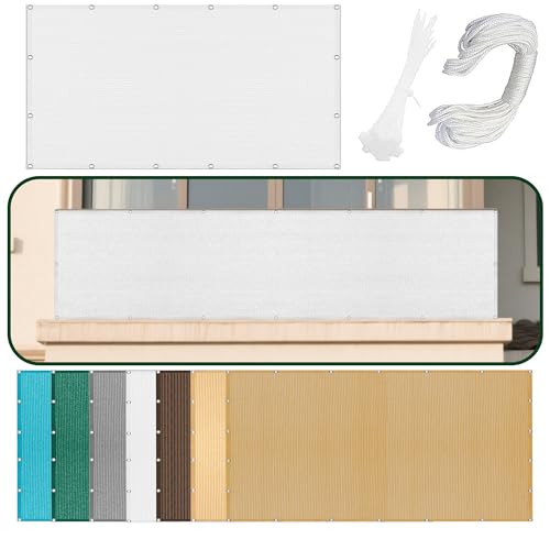 Sonnensegel Balkon 200 x 620 cm Rechteckig Atmungsaktiv 98% UV Schutz Terrassendach Sichtschutz mit Ösen Segeltuch 4 × 1.5 M Seile für Patio Hinterhof Rasengarten, Weiß Sonnensegel Balkon 200 x 620 cm Rechteckig Atmungsaktiv 98% UV Schutz Terrassendach Sichtschutz mit Ösen Segeltuch 4 × 1.5 M Seile für Patio Hinterhof Rasengarten, Weiß von HOUXINZ