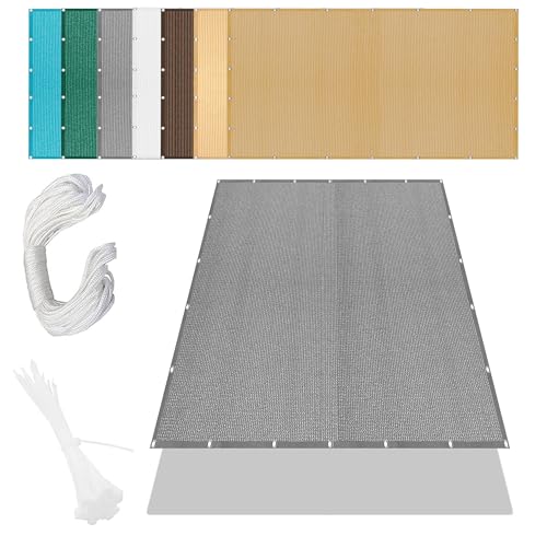 Sonnensegel Rechteckig mit Ösen 517 x 562 cm Rechteckig Atmungsaktiv 98% UV Schutz Segeltuch mit Ösen Ohne Bohren mit Seil für Außenbereich Garten, Hellgrau Sonnensegel Rechteckig mit Ösen 517 x 562 cm Rechteckig Atmungsaktiv 98% UV Schutz Segeltuch mit Ösen Ohne Bohren mit Seil für Außenbereich Garten, Hellgrau von HOUXINZ