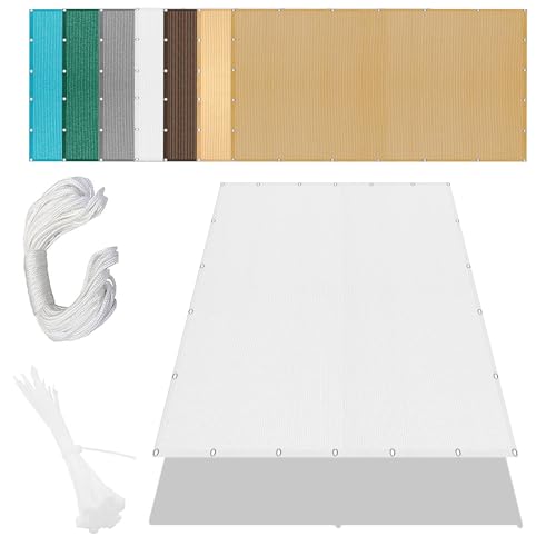 Sonnensegel Rechteckig mit Ösen 519 x 566 cm Rechteckig Atmungsaktiv 98% UV Schutz Segeltuch mit Ösen Ohne Bohren mit Seil für Außenbereich Garten, Weiß Sonnensegel Rechteckig mit Ösen 519 x 566 cm Rechteckig Atmungsaktiv 98% UV Schutz Segeltuch mit Ösen Ohne Bohren mit Seil für Außenbereich Garten, Weiß von HOUXINZ