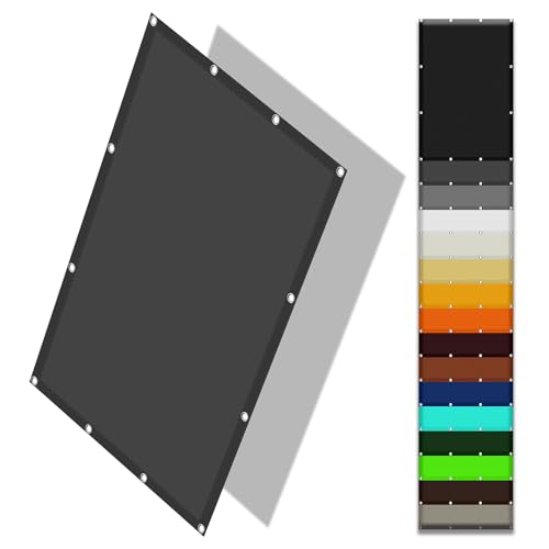 Sonnensegel mit Ösen 70 x 400 cm Rechteckig Wasserdicht 98% UV Schutz Sichtschutz Balkon mit Ösen Segeltuch 4 × 1.5 M Seile für Terrasse Garten, Dunkelgrau von HOUXINZ
