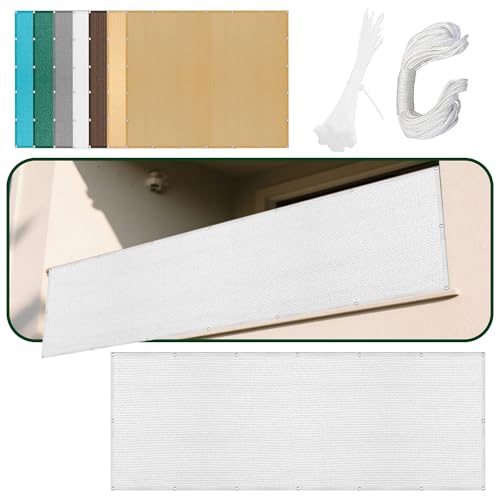 Sonnensegel mit Ösen Nach Maß 120 x 130 cm Rechteckig Atmungsaktiv 98% UV Schutz Schattenstoffabdeckung Gartenmasche mit Ösen Ohne Bohren mit Seil für Garten Terrasse, Weiß von HOUXINZ