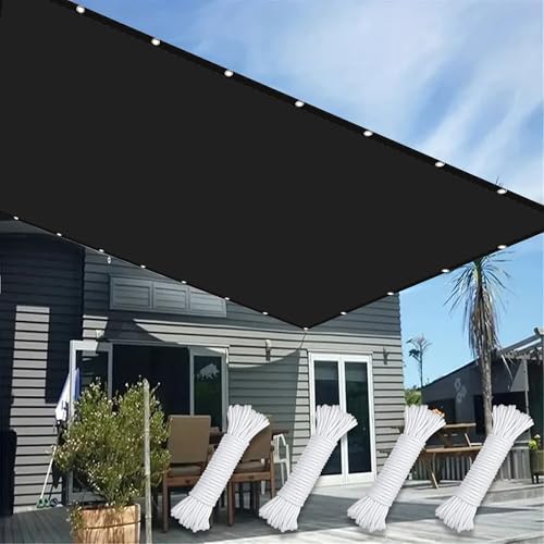 Wasserdicht Sonnenschutz 4 x 4.5 m 98% Uv-Schut Wetterschutz Terrassendach Sichtschutz mit Spannseilen mit Ösen für Draußen Patio Terrasse Camping, Schwarz von HOUXINZ