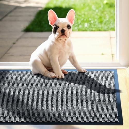 HOUYOMICS Hochwertige Fußmatte für Innen & Außen, 43x90cm Grau, Schmutzfangmatte rutschfest, waschbar Türmatte Fußabstreifer Eingangsteppich für Vordertür, Terrasse, Küche, Hunde von HOUYOMICS