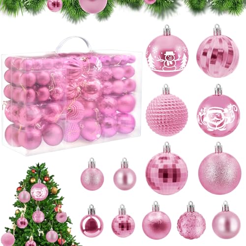 HOVIBU Weihnachtskugeln Set, 100 Weihnachtskugeln Kunststoff Rosa, Bruchsicher Christbaumkugeln mit Lanyard, Matt, Glänzend Weihnachtsschmuck für Drinnen & Draußen, Wiederverwendbar HOVIBU Weihnachtskugeln Set, 100 Weihnachtskugeln Kunststoff Rosa, Bruchsicher Christbaumkugeln mit Lanyard, Matt, Glänzend Weihnachtsschmuck für Drinnen & Draußen, Wiederverwendbar von HOVIBU