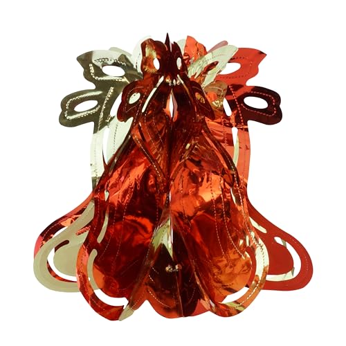 HOVUK® Weihnachtsglocke zum Aufhängen, 30 cm, Rot / goldfarben von HOVUK