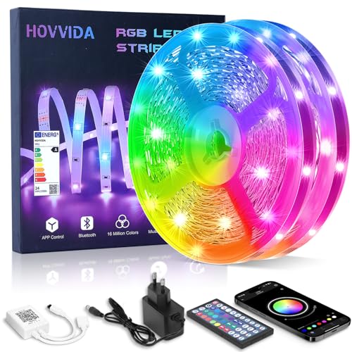 HOVVIDA LED Strip 20M, 30 LEDs/Meter, RGB 5050 LED Streifen, 600 LED, APP und Fernbedienung, Musikmodus, Timing-Modus, LED für Zimmer, Wohnzimmer, Küche, Schlafzimmer, Bar, Party von HOVVIDA