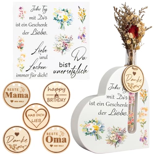 HOWAB Geburtstag Geschenk Muttertag für Mama Oma Geschenk Herzvase,Beste Freundin Geschenke für Frauen,Muttertagsgeschenk Mothers Day Plastik Vase Gifts von HOWAB