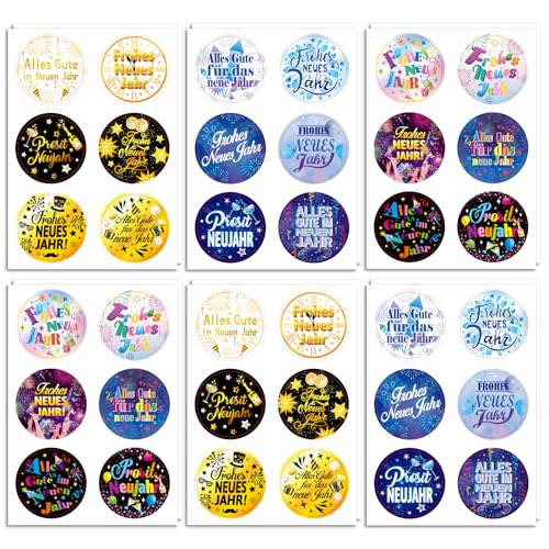HOWAF 72 Aufkleber Silvester 2025, Frohes Neues Jahr Aufkleber Alles Gute im Neuen Jahr Silvester Sticker Neujahr Aufkleber Happy New Year für Silvester Geschenk Silvester Deko 2025 Neujahrsdeko von HOWAF