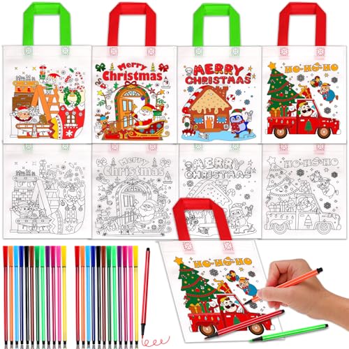 HOWAF 12 Weihnachten Stoffbeutel zum Bemalen, Weihnachtstüten Weihnachts Tüten Non-Woven Taschen zum Bemalen & 24 Farbe Buntstifte für Basteln Weihnachten Kinder, Geschenktüten Weihnachten Geschenk HOWAF 12 Weihnachten Stoffbeutel zum Bemalen, Weihnachtstüten Weihnachts Tüten Non-Woven Taschen zum Bemalen & 24 Farbe Buntstifte für Basteln Weihnachten Kinder, Geschenktüten Weihnachten Geschenk von HOWAF