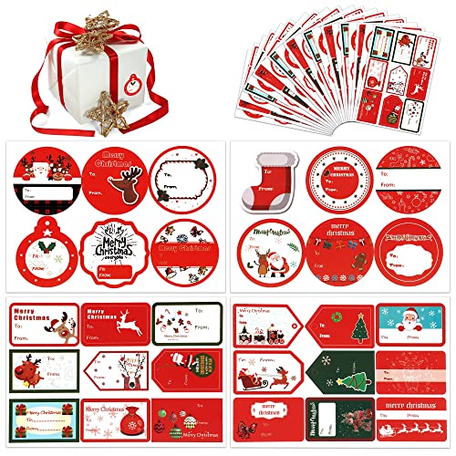 HOWAF 150 Stück Weihnachtsaufkleber zum Beschriften Weihnachtssticker Selbstklebend Geschenkaufkleber Weihnachten Weihnachtsetiketten Namensschild für Weihnachtsdeko Geschenkverpackungen von HOWAF