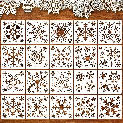 HOWAF 20 Schablonen Weihnachten Schneeflocken Schablone, Vorlage Schablonen Wiederverwendbare Plastikschablonen Stencil Schablonen Wandgestaltung Für Fenster Glas Scrapbooking Handwerk DIY Schablone von HOWAF