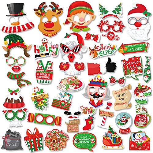 HOWAF 44pcs Foto Requisiten Weihnachten Fotorequisiten Weihnachten Foto Booth Props Weihnachtsmann Schneemann Rentier Weihnachts Fotobox Accessoires WeihnachtsBrille für Weihnachtsfeier Weihnachtsdeko von HOWAF