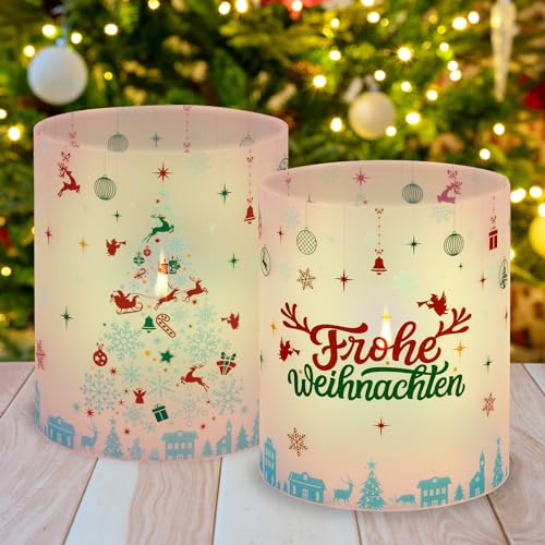 HOWAF 8 Weihnachten Windlicht Tischdeko Weihnachten Deko, Frohe Weihnachten Windlicht Tischlicht Deko Schneeflocken Weihnachtsbaum Tischdeko Geeignet für Teelichter Kerzen Deko Weihnachtsdeko Supplies von HOWAF