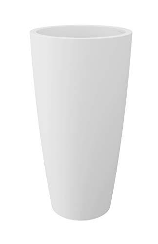 wonido Blumentopf/Pflanztopf, Höhe 70 cm, Ø 36, weiß, matt, 16 l Inhalt, mit herausnehmbarem Pflanz-Einsatz, für Innen und Außen, aus hochwertigem Polypropylen von wonido