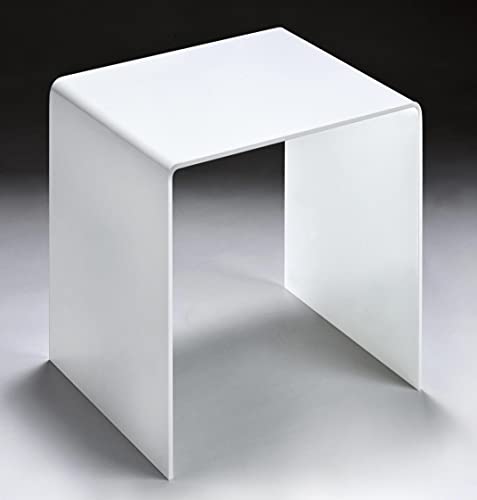 HOWE-Deko Hochwertiger Acryl-Glas Beistelltisch/Nachttisch, weiß glänzend, B44 x T29,5 cm, H 42,5 cm, Acryl-Glas-Stärke 8 mm von HOWE-Deko