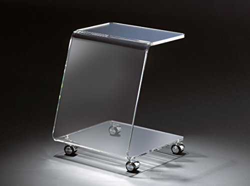 HOWE-Deko Hochwertiger Acryl-Glas Beistelltisch mit verchromten Rollen, klar, 37 x 37 cm, H 48 cm, Acryl-Glas-Stärke 12 mm von HOWE-Deko