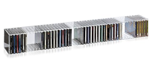 HOWE-Deko Hochwertiger Acryl-Glas CD Ständer/Wandregal mit Rückwand und Unterteilungen, transparent, B101 x T14 cm, H 14 cm, Acryl-Glas-Stärke 4 mm von HOWE-Deko