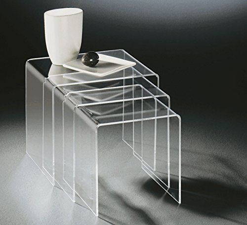HOWE-Deko Hochwertiger Acryl-Glas Dreisatztisch, klar, 40 x 33 cm, H 35 cm und 35 x 33 cm, H 33 cm und 30 x 33 cm, H 30 cm, Acryl-Glas-Stärke 8 mm von HOWE-Deko