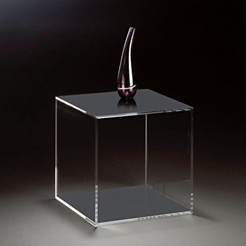 HOWE-Deko Hochwertiger Acryl-Glas Würfel/Beistelltisch, 4-seitig, klar/dunkelgrau, 35 x 35 cm, H 35 cm, Acryl-Glas-Stärke 8 mm von HOWE-Deko