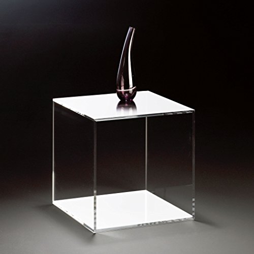HOWE-Deko Hochwertiger Acryl-Glas Würfel/Beistelltisch, 4-seitig, klar/weiß, 35 x 35 cm, H 35 cm, Acryl-Glas-Stärke 8 mm von HOWE-Deko