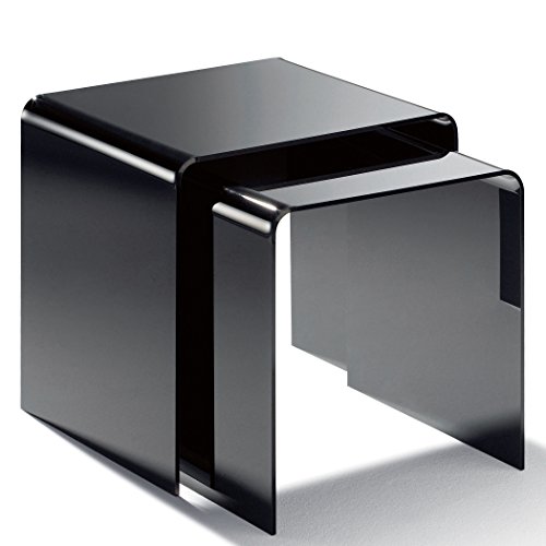HOWE-Deko Hochwertiger Acryl-Glas Zweisatztisch, schwarz, 40 x 33 cm, H 36 cm und 33 x 33 cm, H 33 cm, Acryl-Glas-Stärke 6 mm von HOWE-Deko