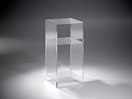HOWE-Deko Hochwertiges Acryl-Glas Standregal, Konsole mit 2 Fächern, Regalböden und Seiten klar, 25 x 25 cm, H 55 cm, Acryl-Glas-Stärke 8 mm von HOWE-Deko