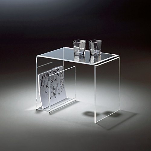 HOWE-Deko Hochwertiger Acryl-Glas Beistelltisch mit Zeitungsfach, klar, 48 x 32 cm, H 38 cmAcryl-Glas-Stärke 8 mm von HOWE-Deko