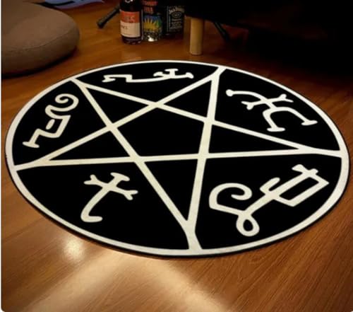 HOWENG Hexerei Array Rune Teppich, Teufelsfalle Supernatural Teppich, Gothic Picknick/Yoga Matte, Kinder Haustier Spiel Matten Geschenke 80cm von HOWENG